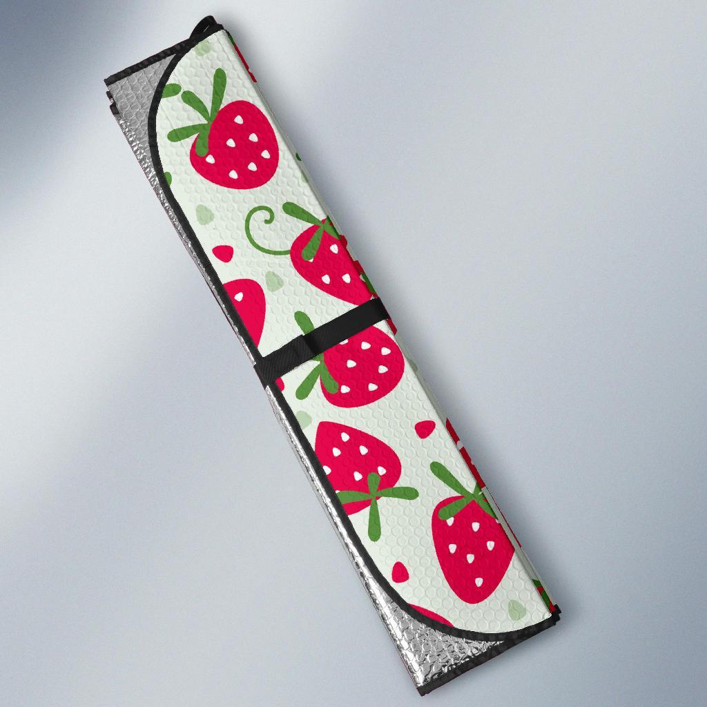 Cartoon Strawberry Pattern Print Car Sun Shade-grizzshop