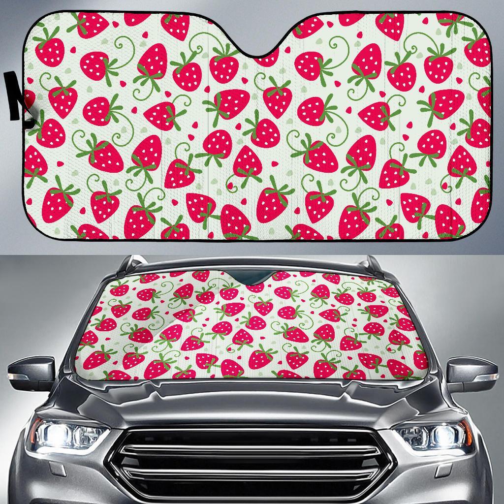Cartoon Strawberry Pattern Print Car Sun Shade-grizzshop