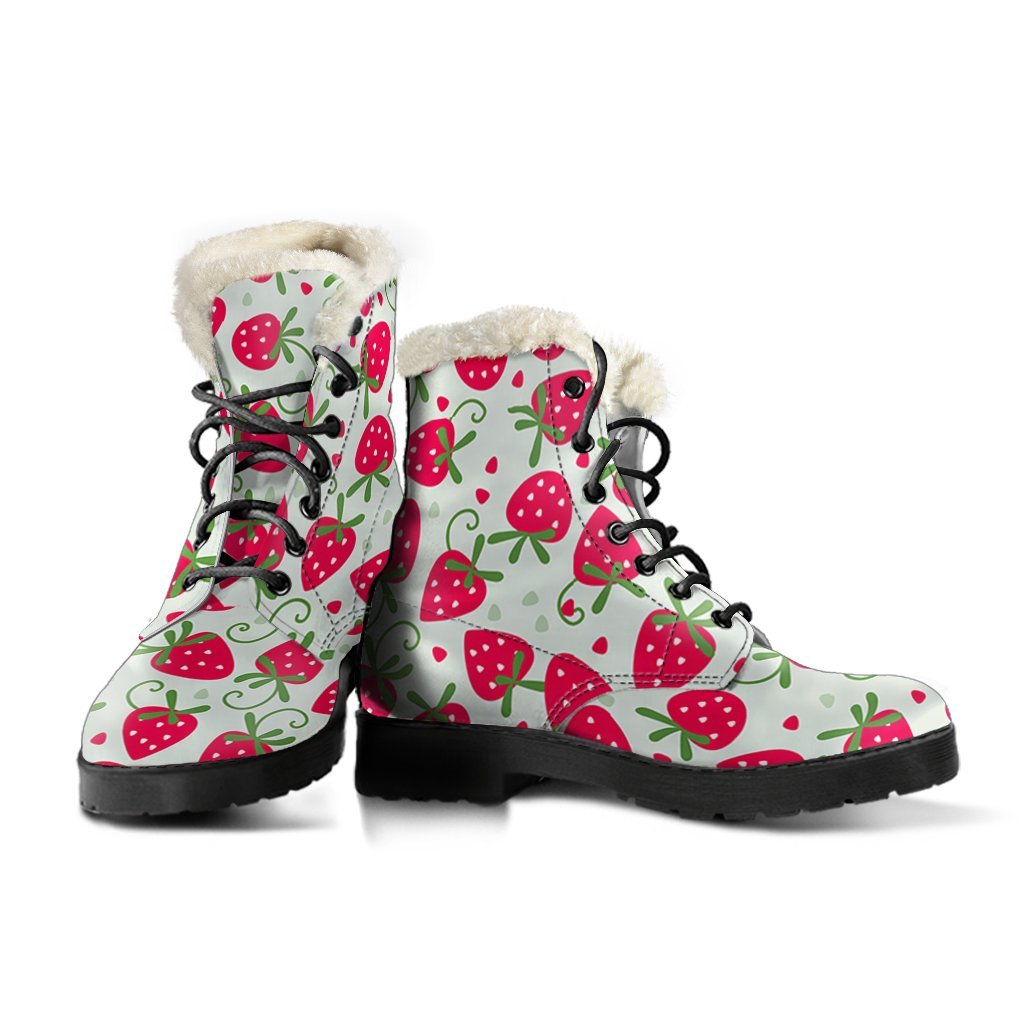 Cartoon Strawberry Pattern Print Comfy Winter Boots-grizzshop