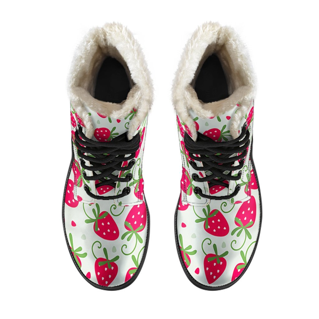 Cartoon Strawberry Pattern Print Comfy Winter Boots-grizzshop