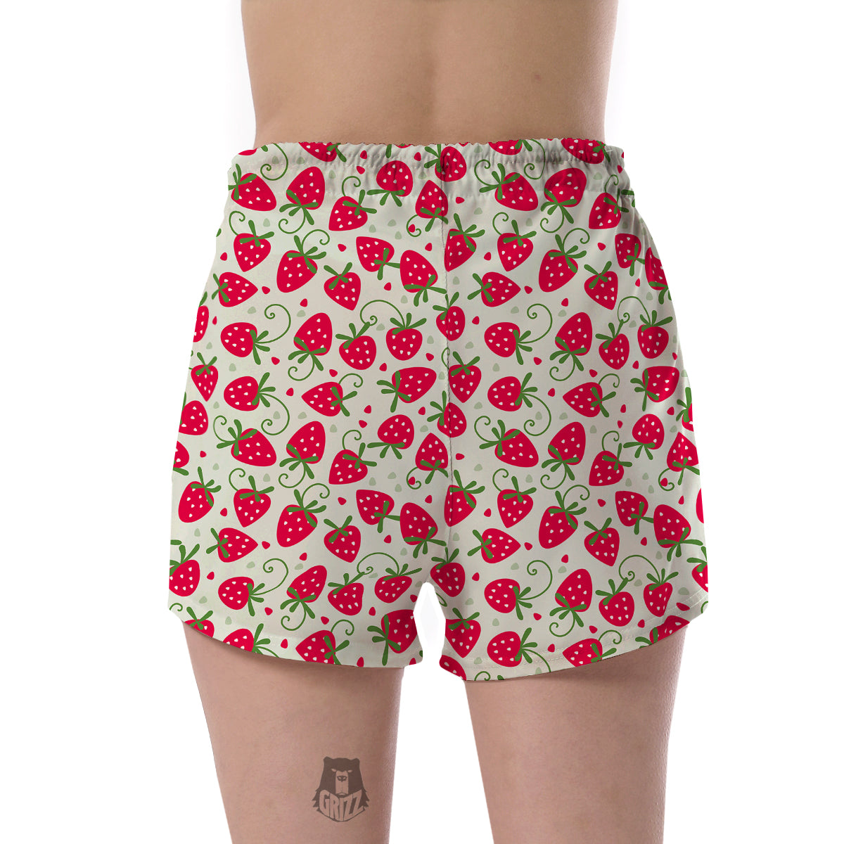 Cartoon Strawberry Pattern Print Women's Shorts-grizzshop