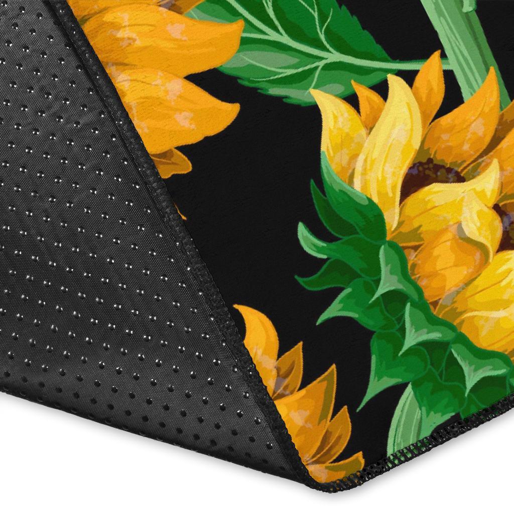 Cartoon Sunflower Pattern Print Floor Mat-grizzshop