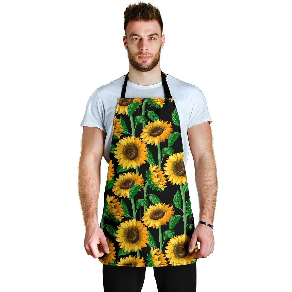 Cartoon Sunflower Pattern Print Men's Apron-grizzshop