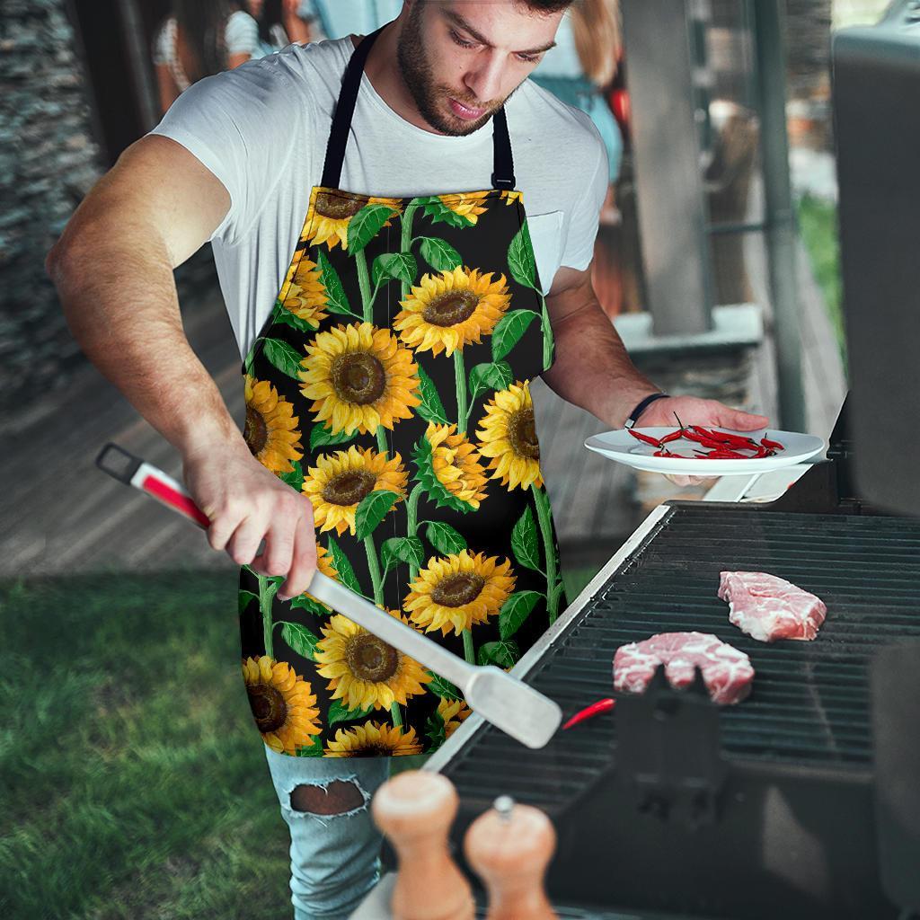Cartoon Sunflower Pattern Print Men's Apron-grizzshop