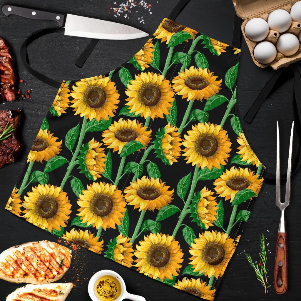 Cartoon Sunflower Pattern Print Men's Apron-grizzshop