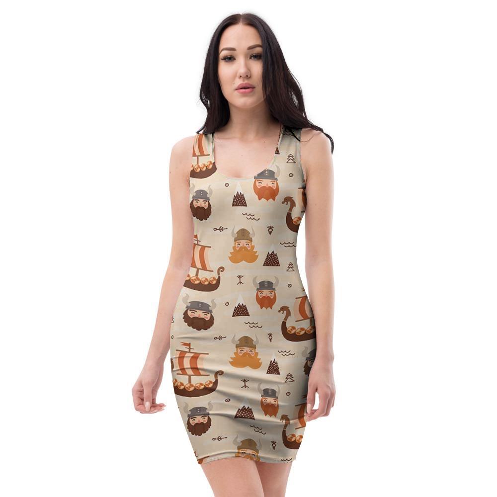 Cartoon Viking Norse Bodycon Dress-grizzshop