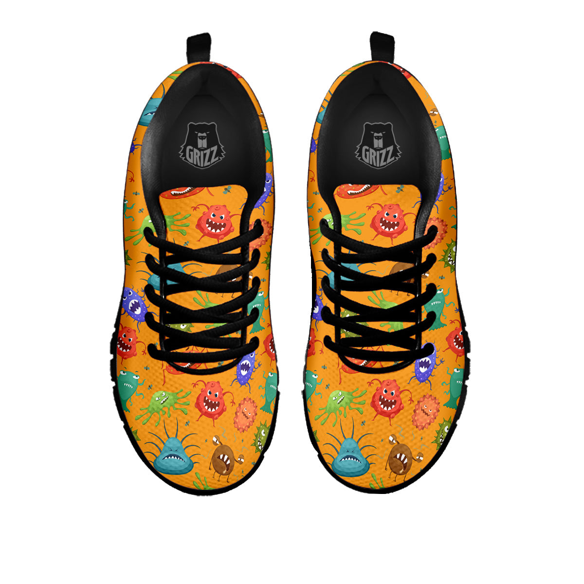 Cartoon Virus Print Pattern Black Sneaker-grizzshop