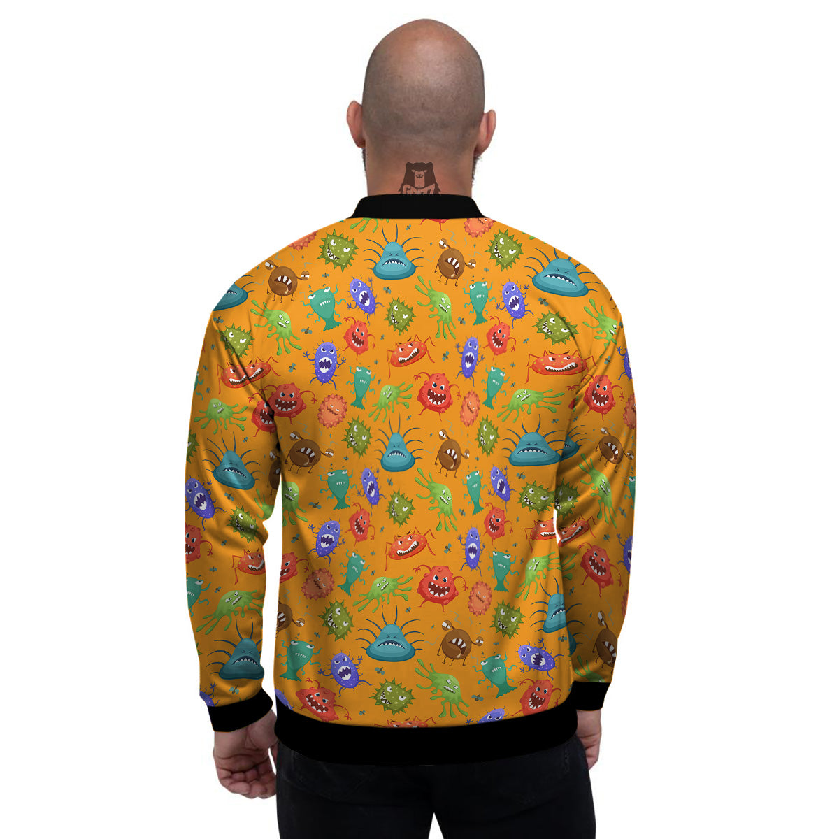 Cartoon Virus Print Pattern Men's Bomber Jacket-grizzshop