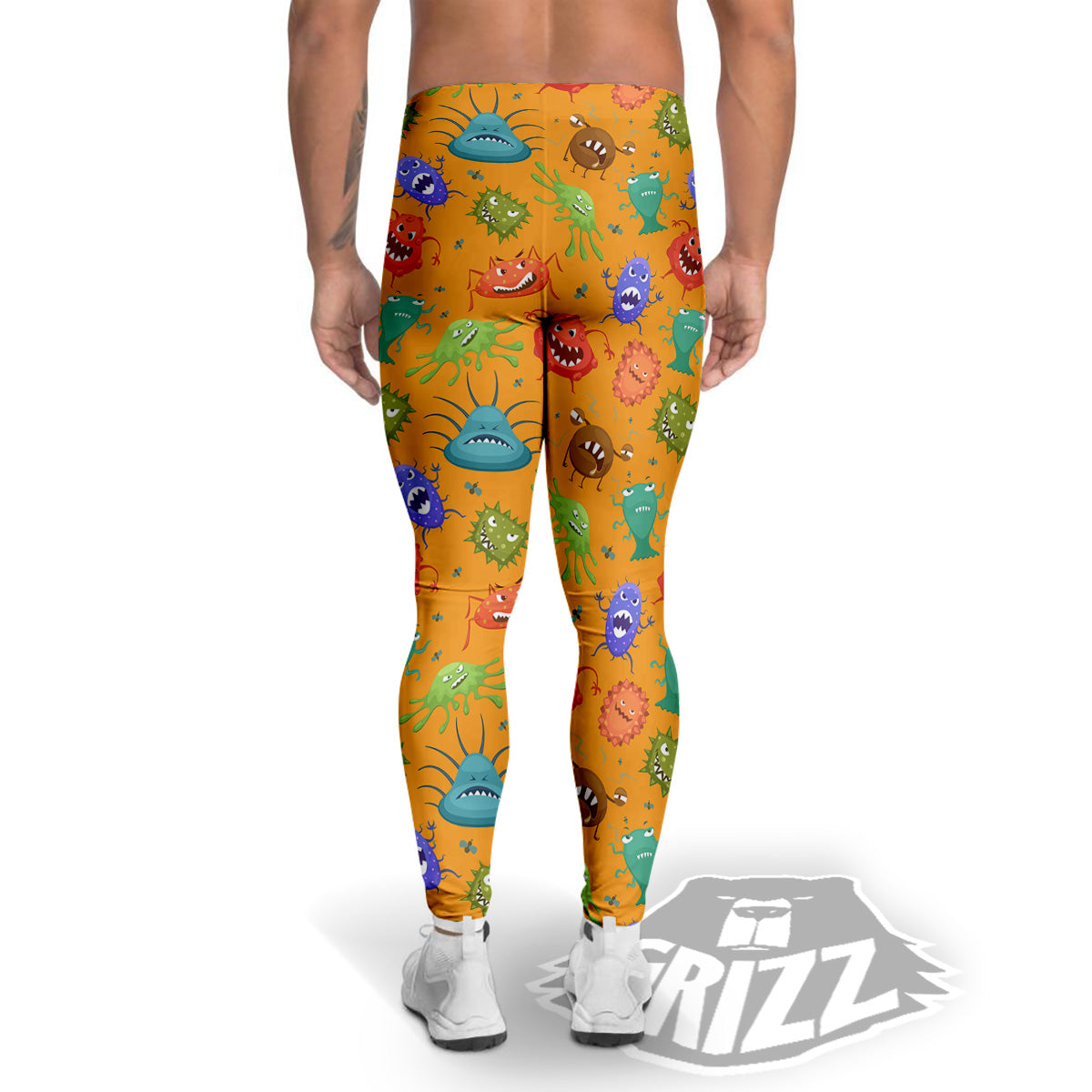 Cartoon Virus Print Pattern Men's Leggings-grizzshop