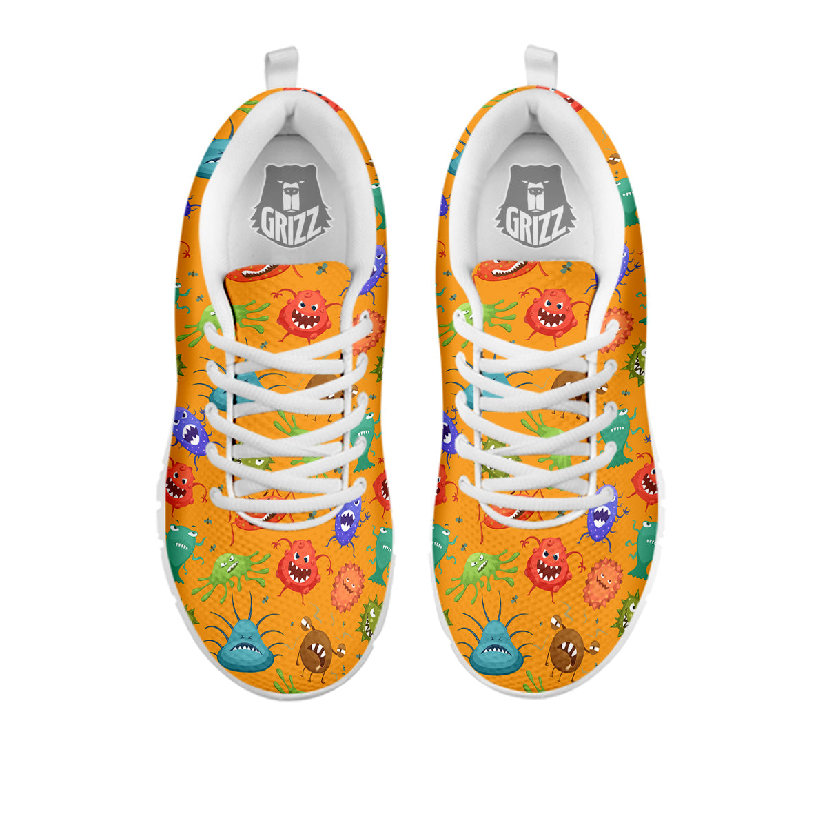 Cartoon Virus Print Pattern White Sneaker-grizzshop