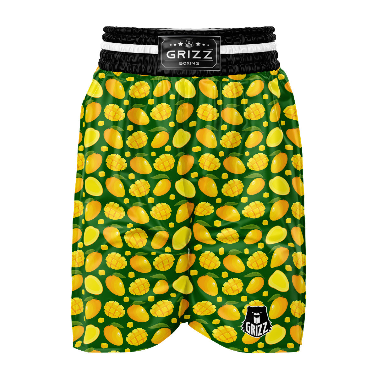 Cartoon Yellow Mango Slice Print Pattern Boxing Shorts-grizzshop