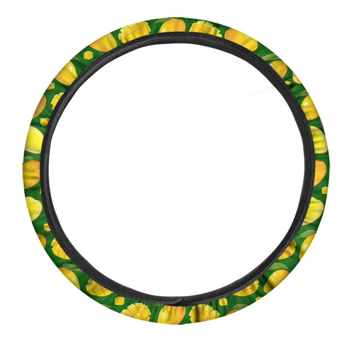 Cartoon Yellow Mango Slice Print Pattern Car Steering Wheel Cover-grizzshop