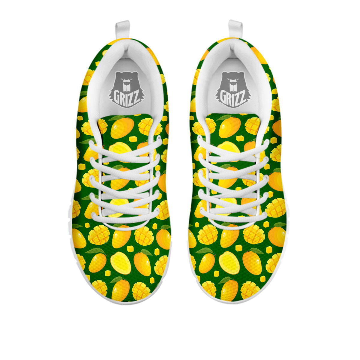 Cartoon Yellow Mango Slice Print Pattern White Sneaker-grizzshop
