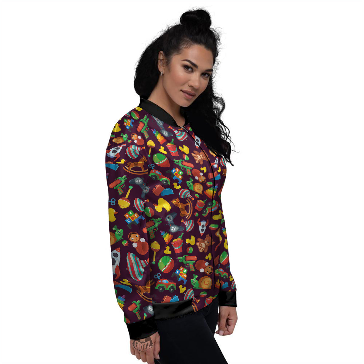 Cartoon toys Colorful Print Pattern Women's Bomber Jacket-grizzshop