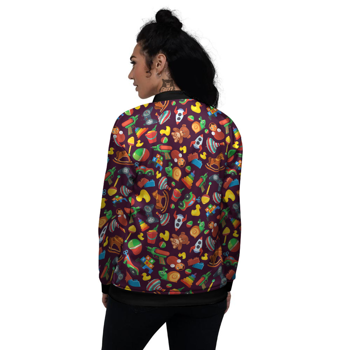 Cartoon toys Colorful Print Pattern Women's Bomber Jacket-grizzshop