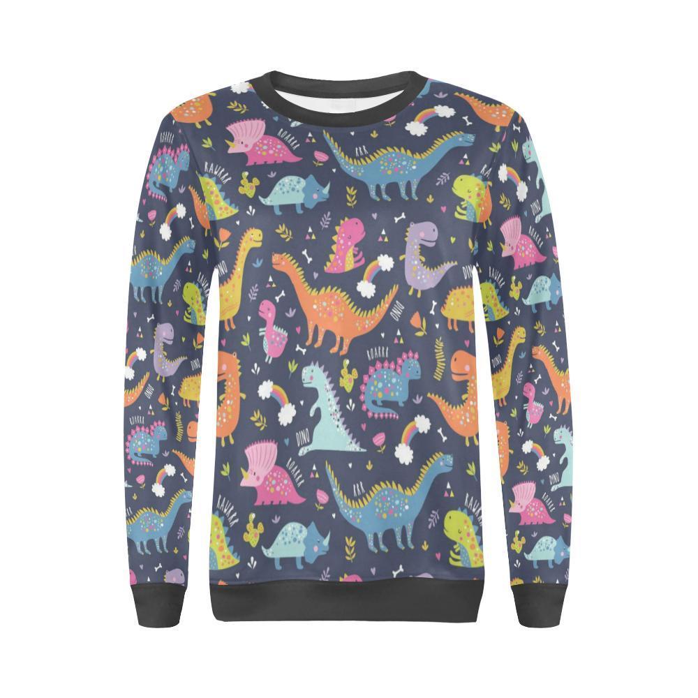 Cartoon Dino Dinosaur Pattern Print Women's Sweatshirt-grizzshop