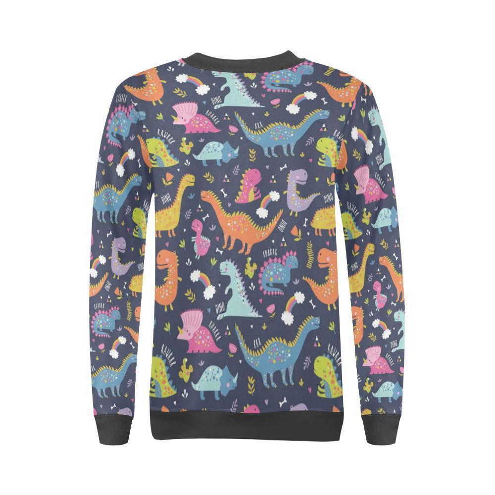 Cartoon Dino Dinosaur Pattern Print Women's Sweatshirt-grizzshop