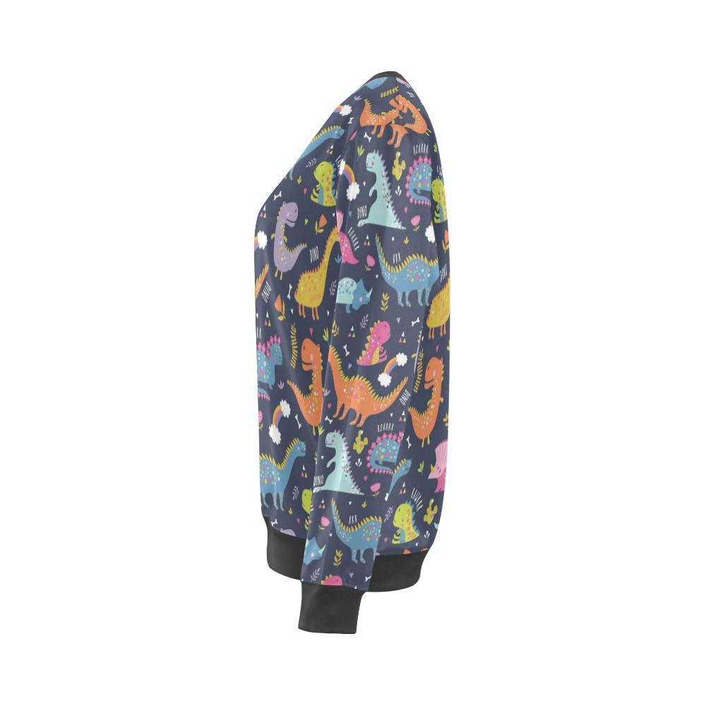 Cartoon Dino Dinosaur Pattern Print Women's Sweatshirt-grizzshop