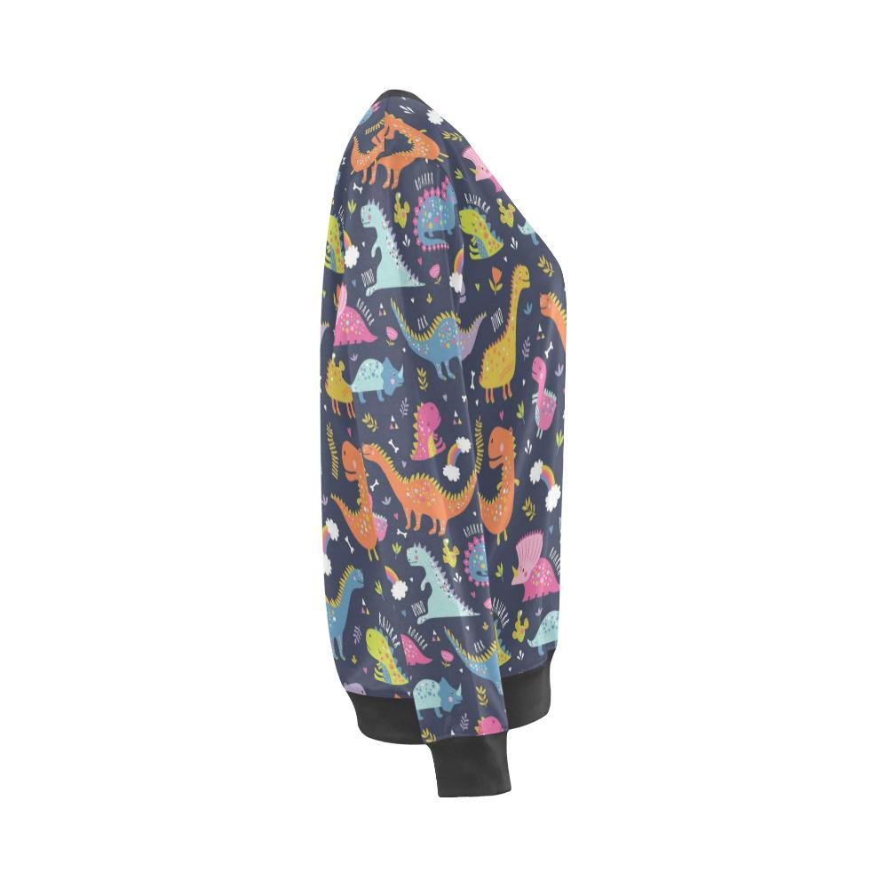 Cartoon Dino Dinosaur Pattern Print Women's Sweatshirt-grizzshop