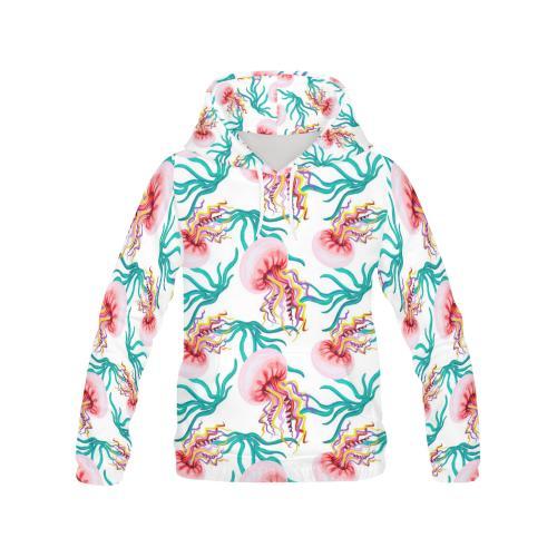 Cartoon Jellyfish Pattern Print Men Pullover Hoodie-grizzshop