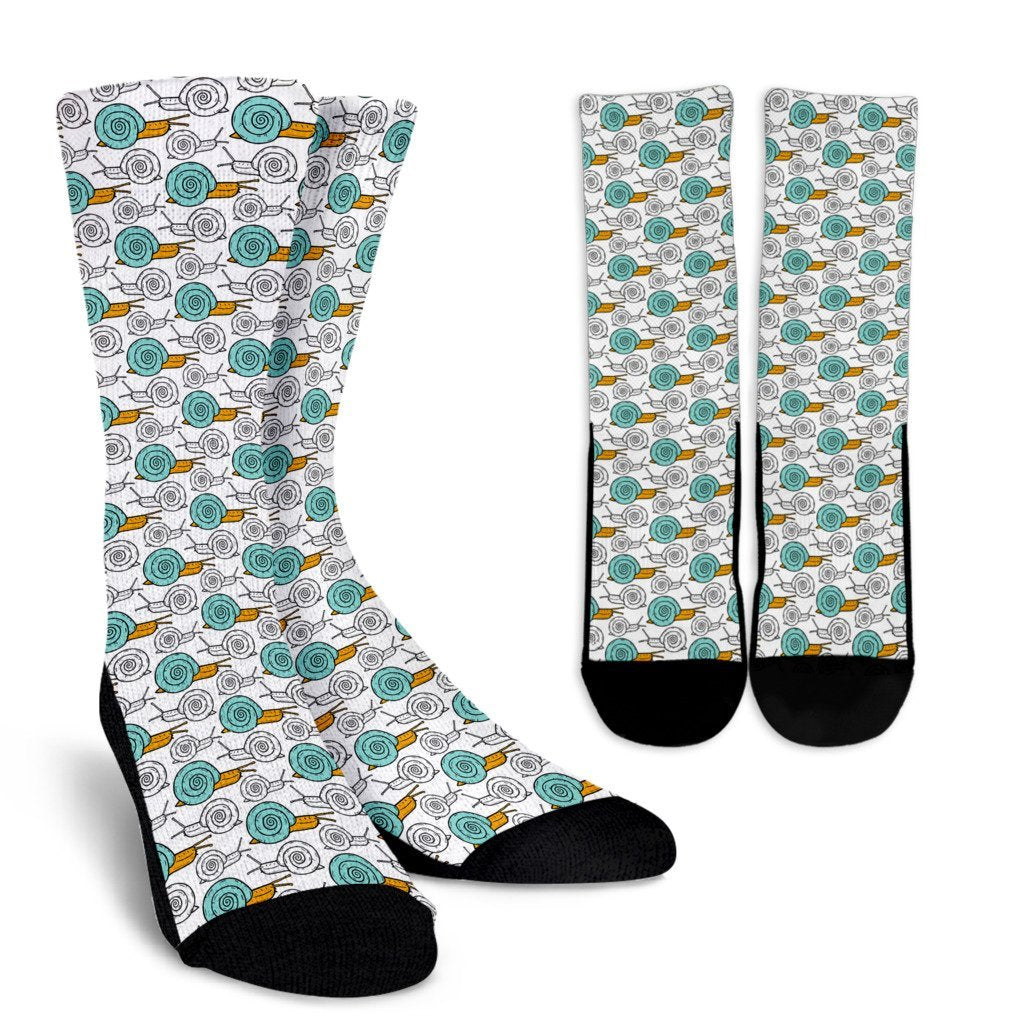 Cartoon Snail Pattern Print Unisex Crew Socks-grizzshop