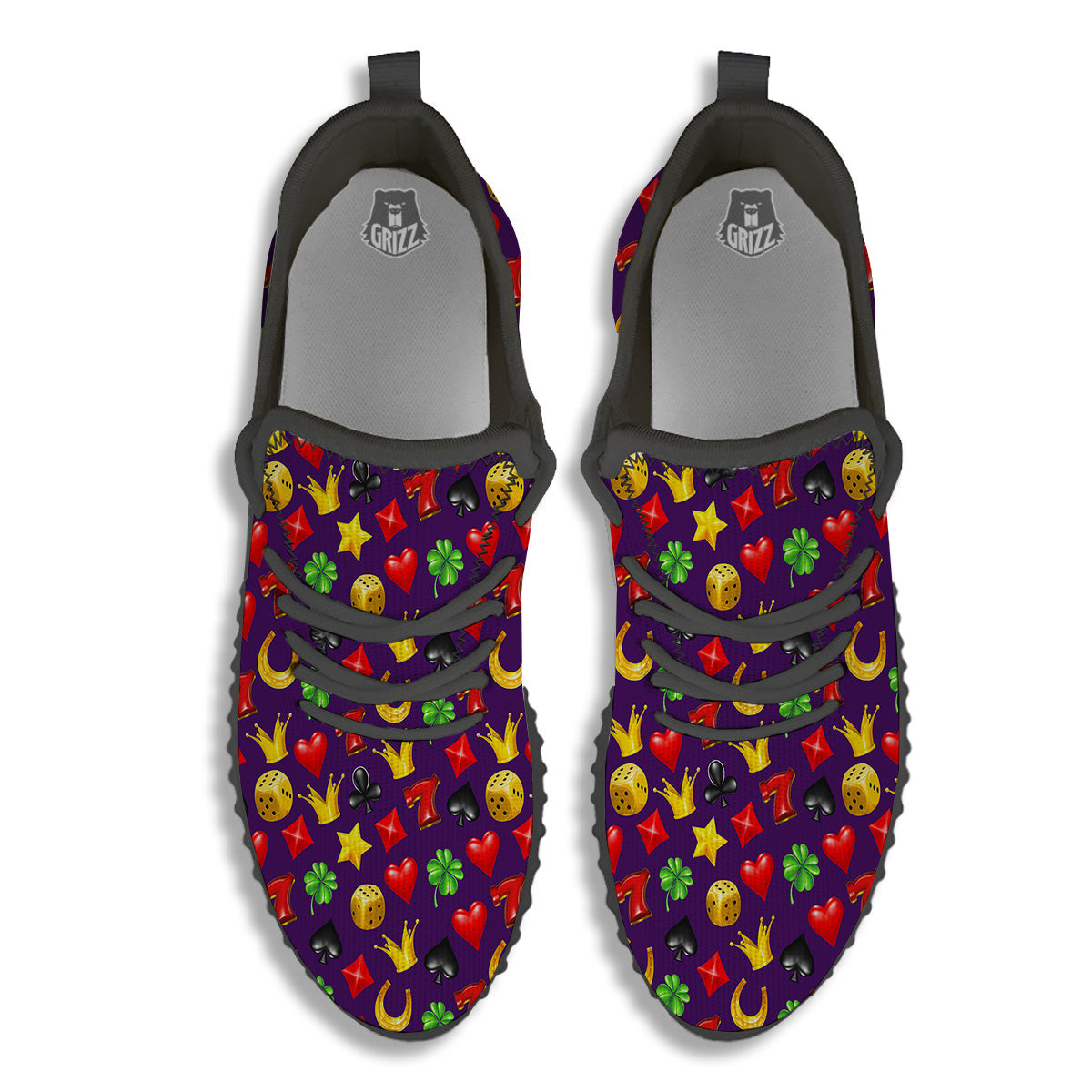 Casino 3D Gambling And Luck Print Pattern Black Walking Shoes-grizzshop