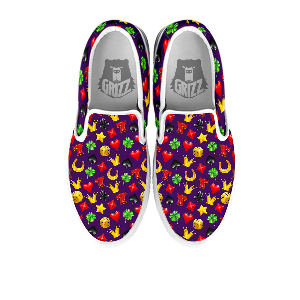 Casino 3D Gambling And Luck Print Pattern White Slip On Shoes-grizzshop