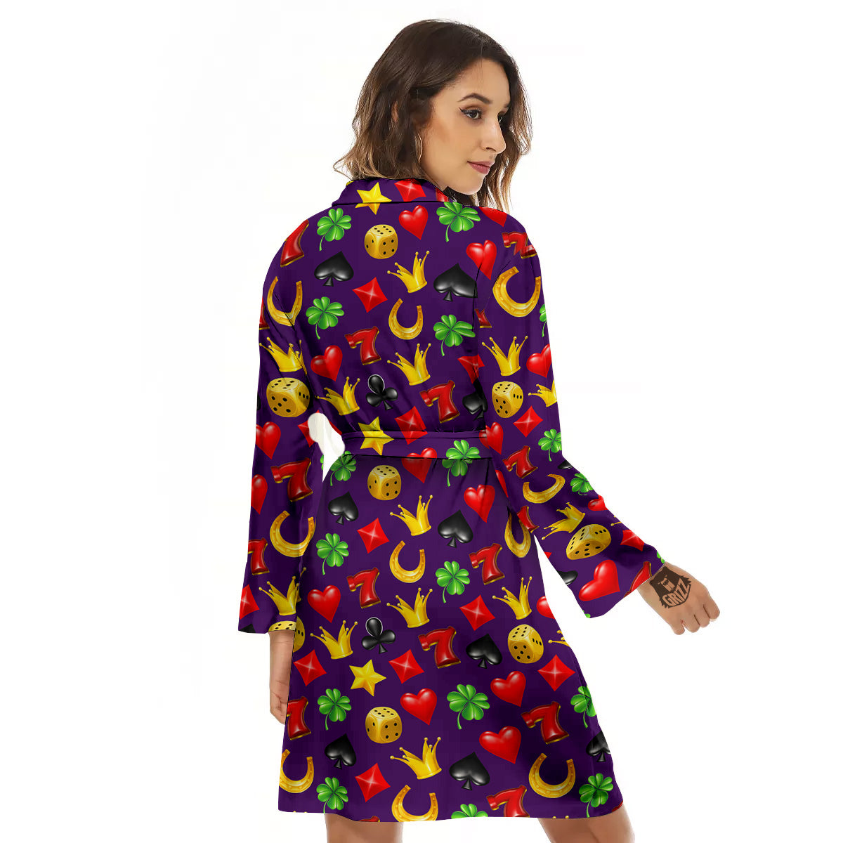 Casino 3D Gambling And Luck Print Pattern Women's Robe-grizzshop