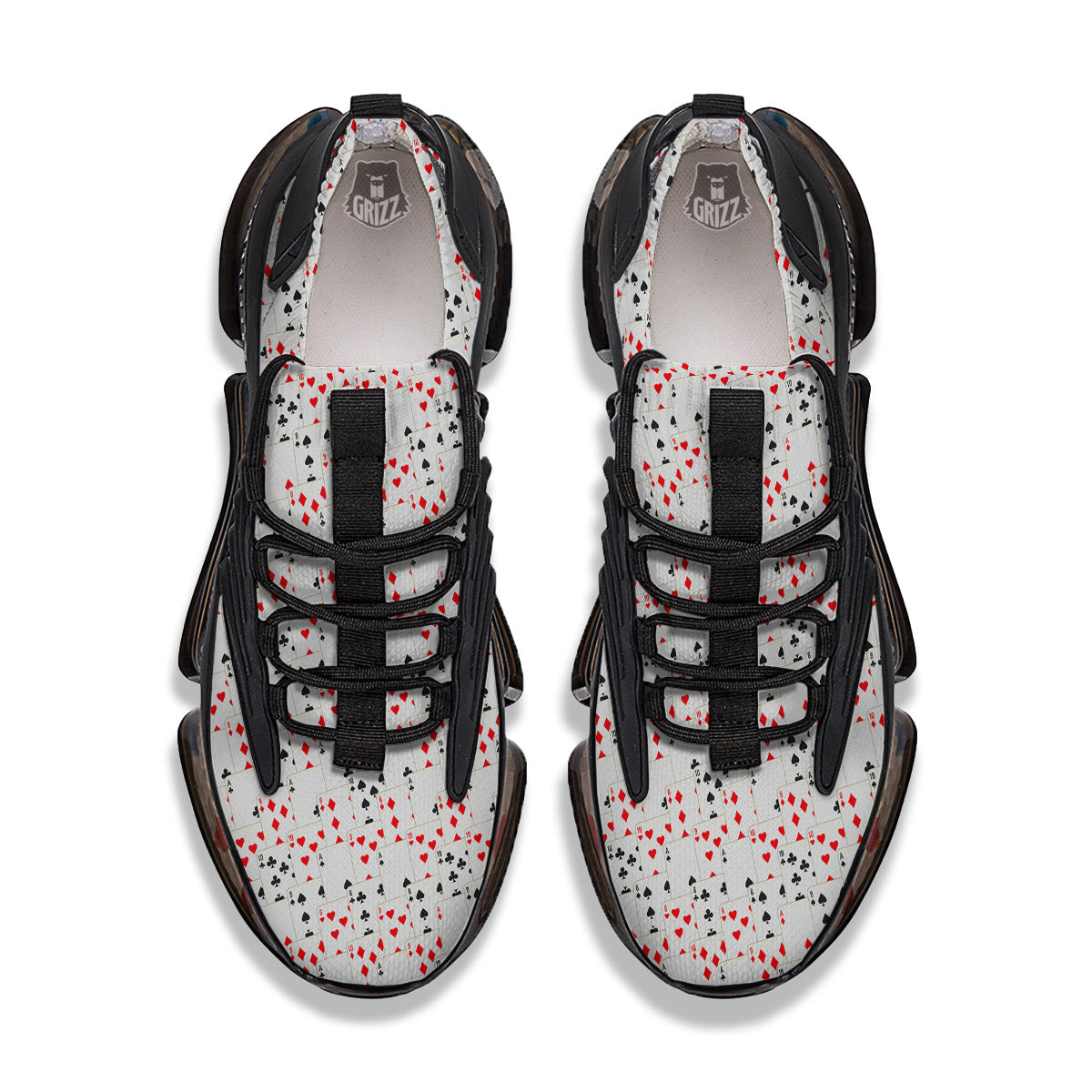 Casino Card Cartoon Print Pattern Black Gym Shoes-grizzshop
