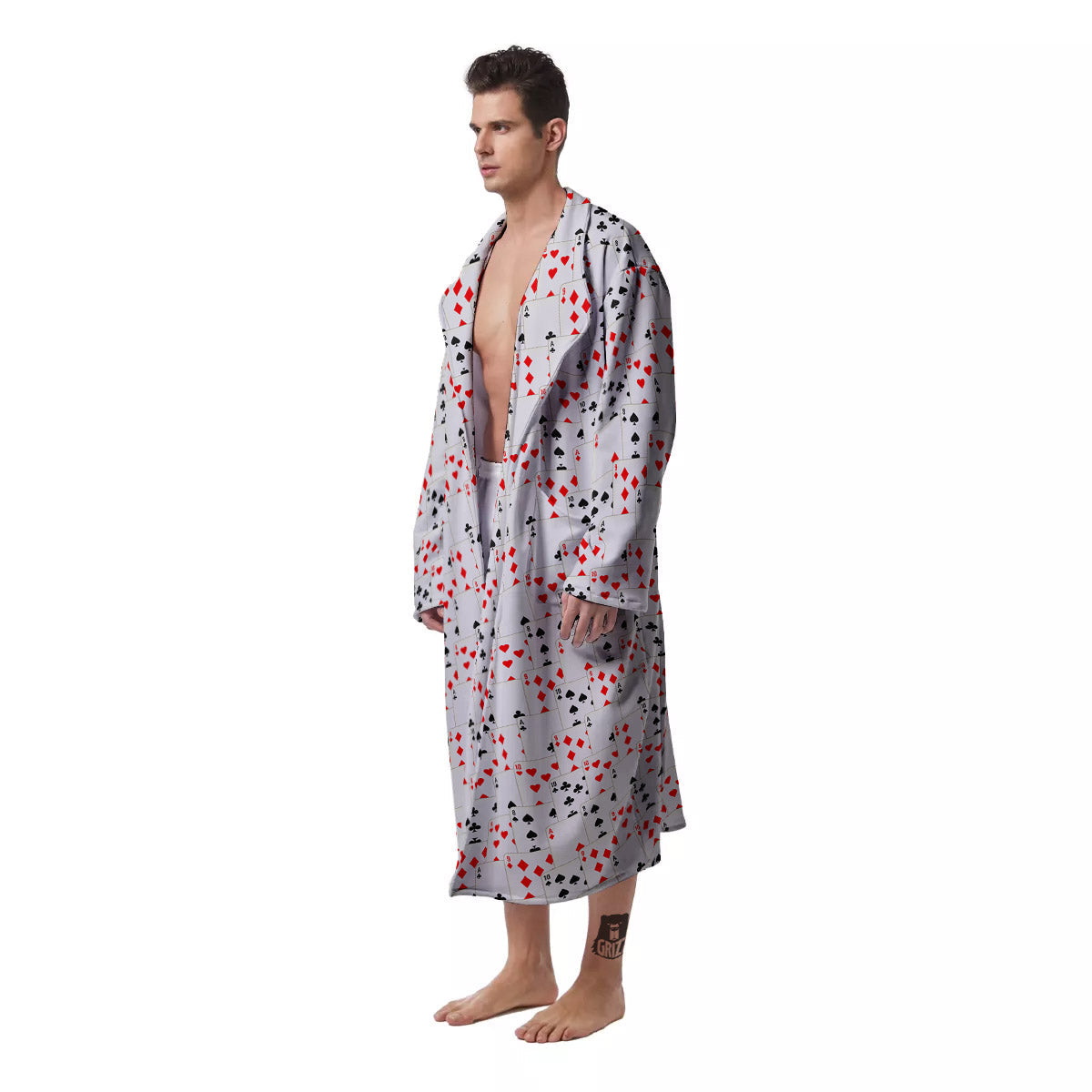 Casino Card Cartoon Print Pattern Men's Robe-grizzshop