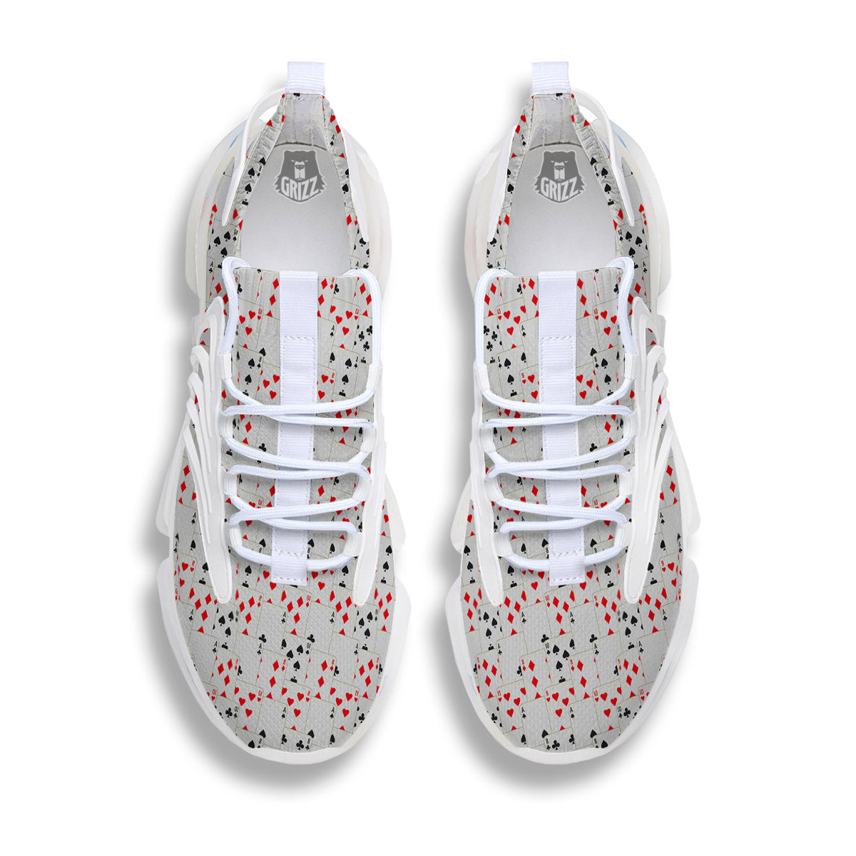 Casino Card Cartoon Print Pattern White Gym Shoes-grizzshop