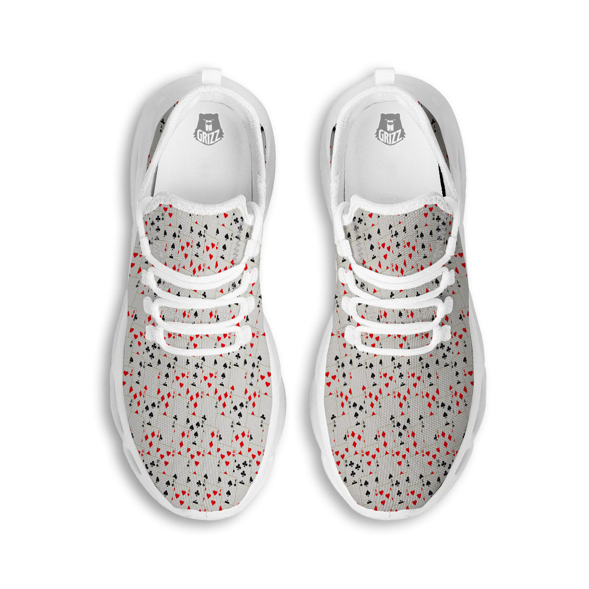 Casino Card Cartoon Print Pattern White Running Shoes-grizzshop