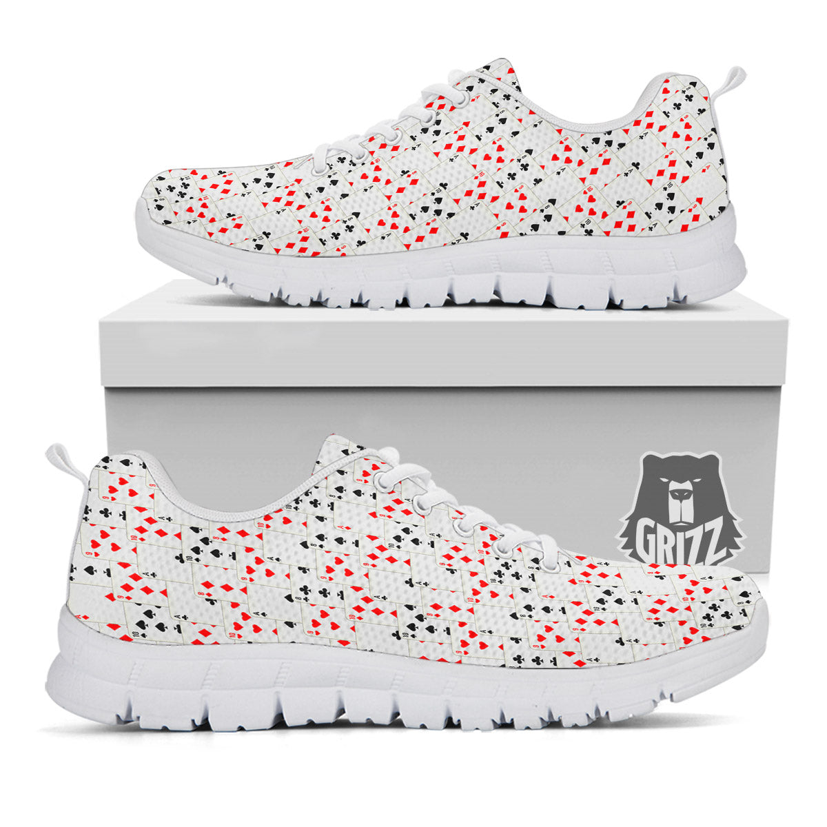 Casino Card Cartoon Print Pattern White Sneaker-grizzshop