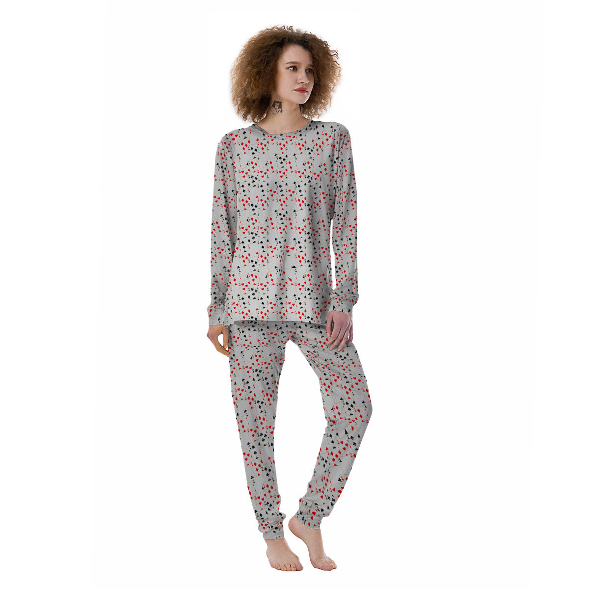 Casino Card Cartoon Print Pattern Women's Pajamas-grizzshop