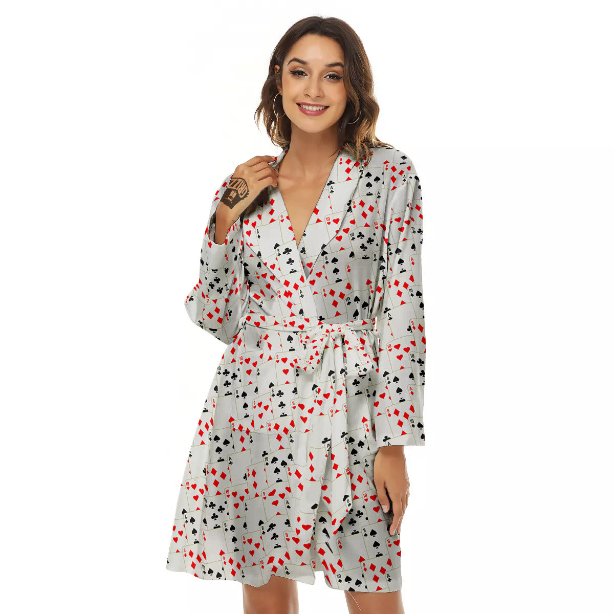 Casino Card Cartoon Print Pattern Women's Robe-grizzshop