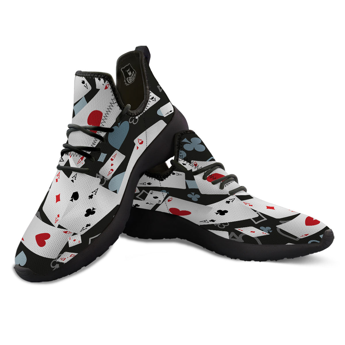 Casino Card Falling Print Black Athletic Shoes-grizzshop