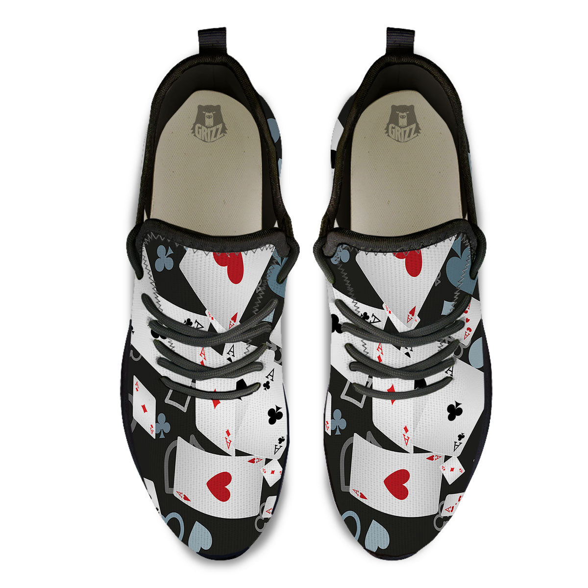 Casino Card Falling Print Black Athletic Shoes-grizzshop