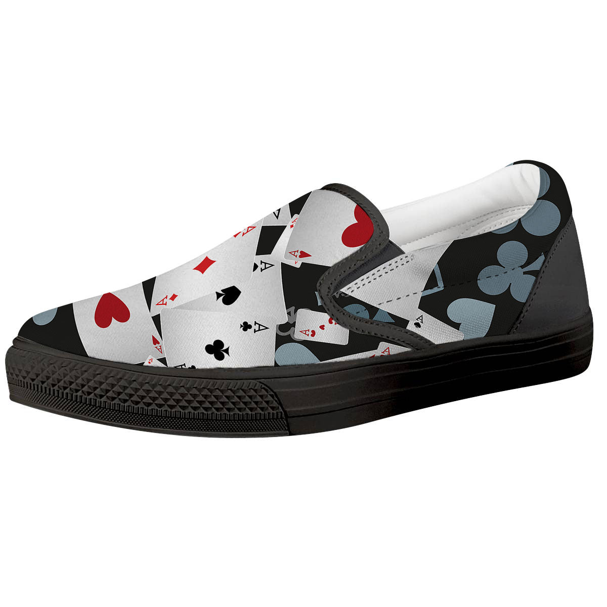 Casino Card Falling Print Black Slip On Shoes-grizzshop