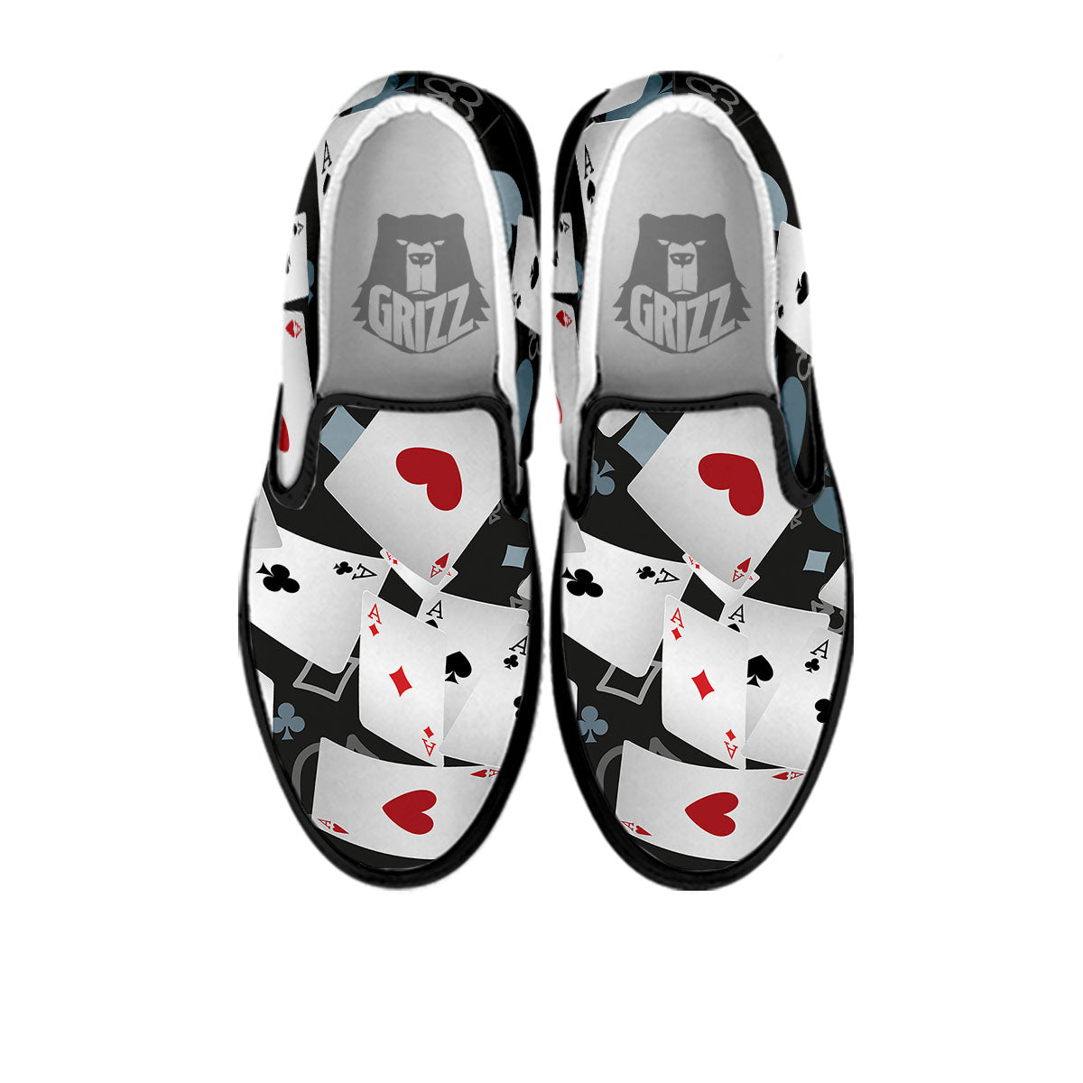 Casino Card Falling Print Black Slip On Shoes-grizzshop