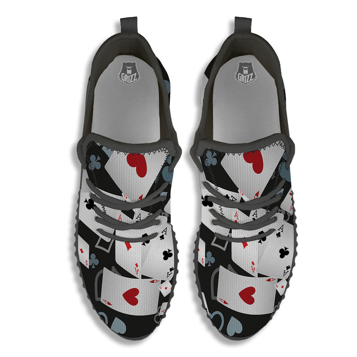 Casino Card Falling Print Black Walking Shoes-grizzshop