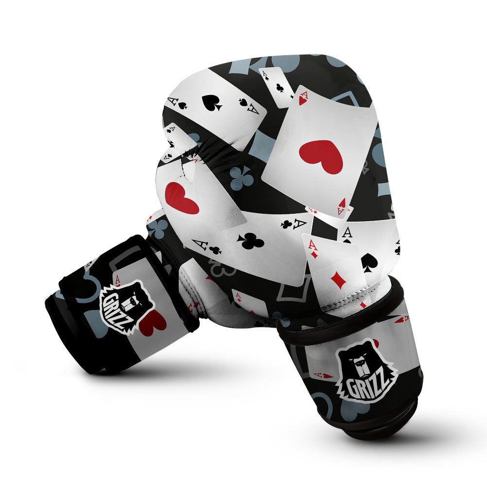 Casino Card Falling Print Boxing Gloves-grizzshop