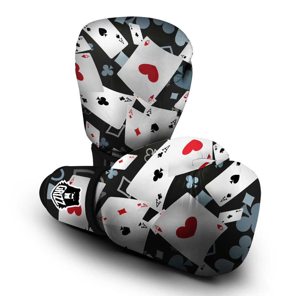 Casino Card Falling Print Boxing Gloves-grizzshop