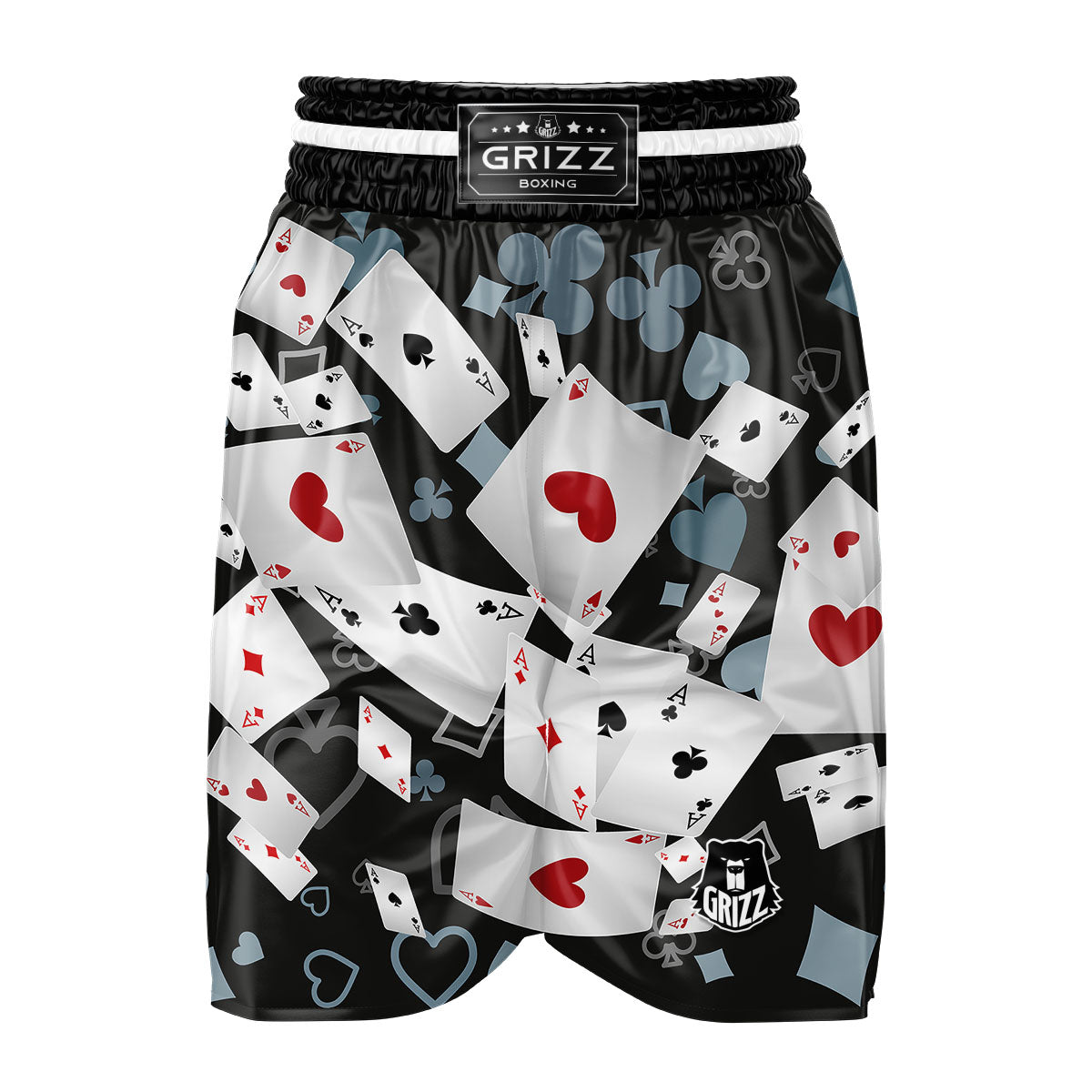 Casino Card Falling Print Boxing Shorts-grizzshop