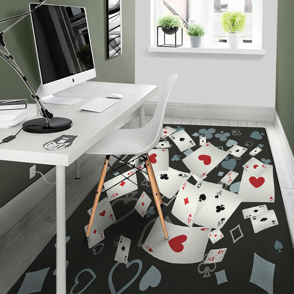 Casino Card Falling Print Floor Mat-grizzshop