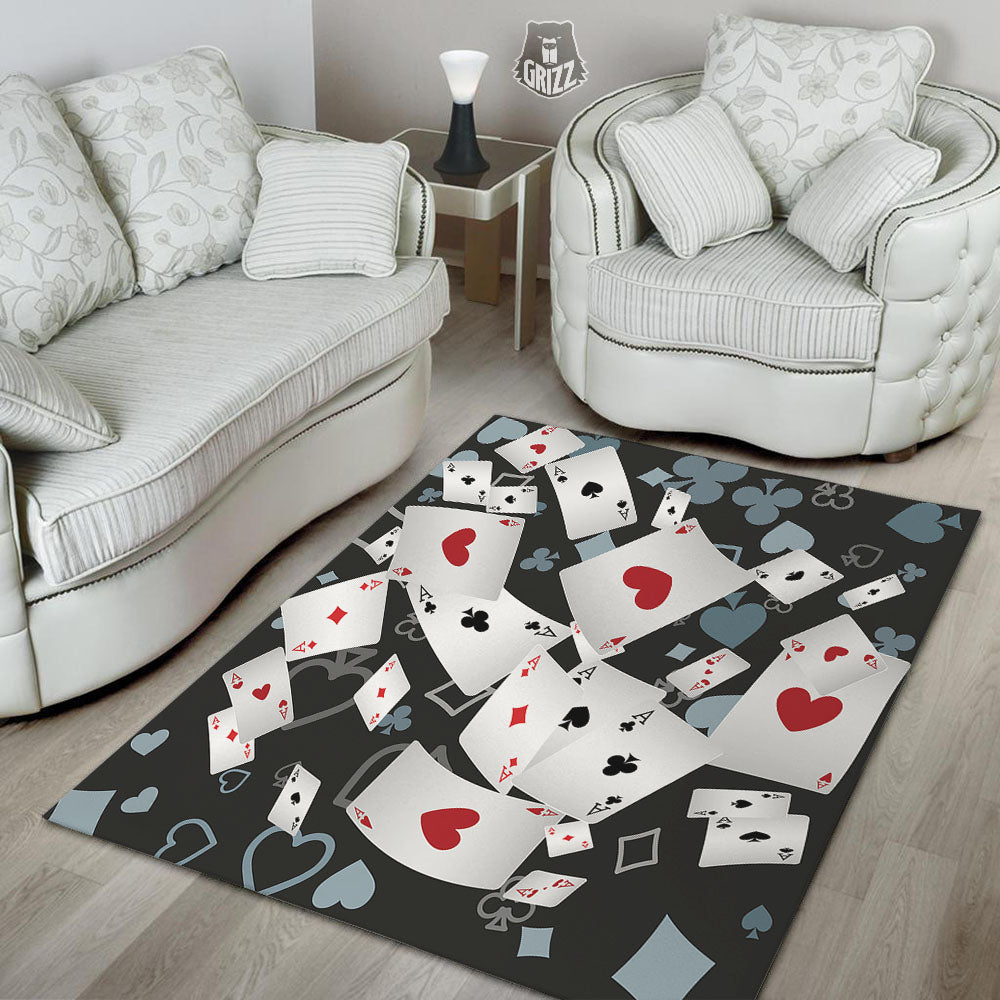 Casino Card Falling Print Floor Mat-grizzshop