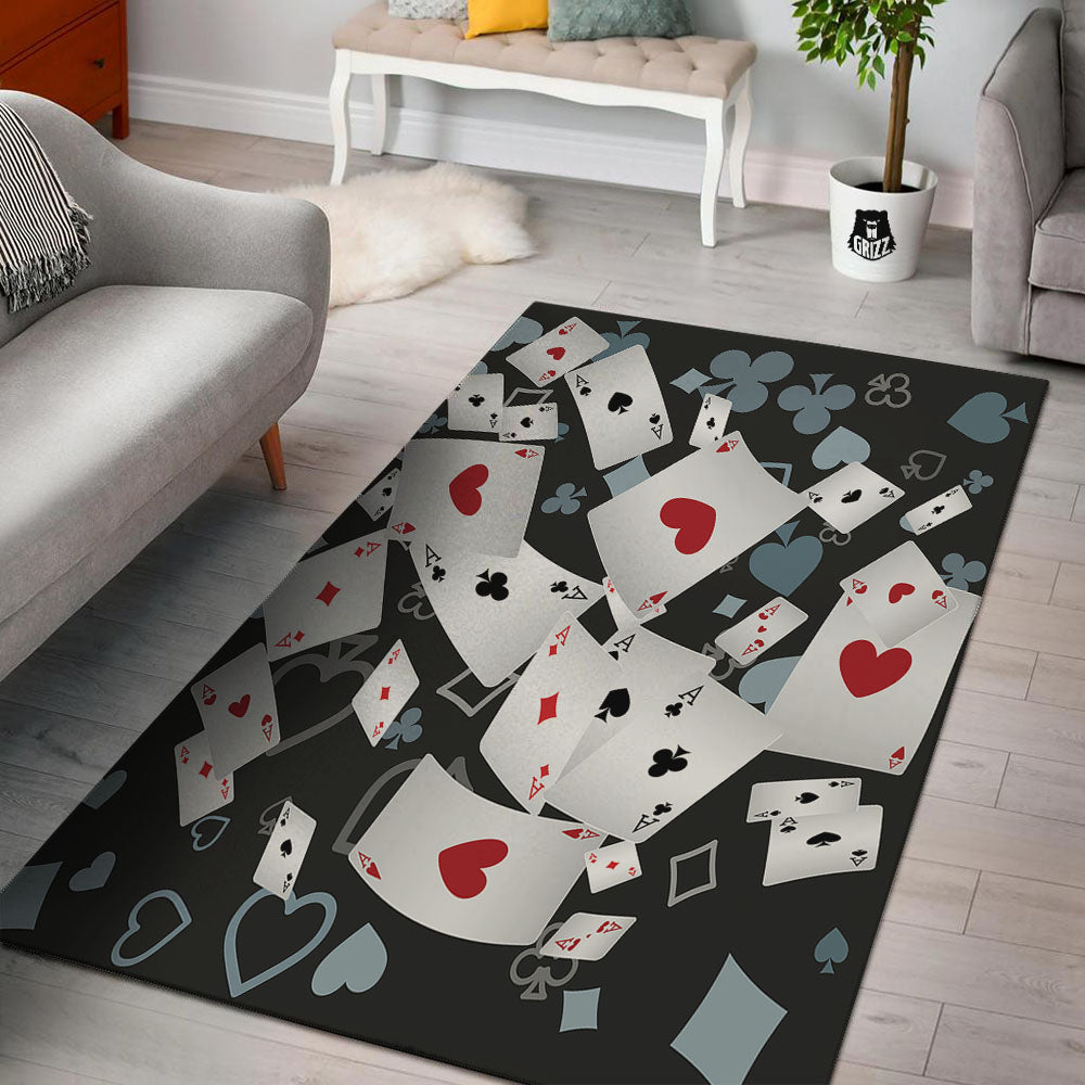 Casino Card Falling Print Floor Mat-grizzshop