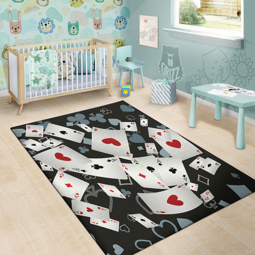 Casino Card Falling Print Floor Mat-grizzshop