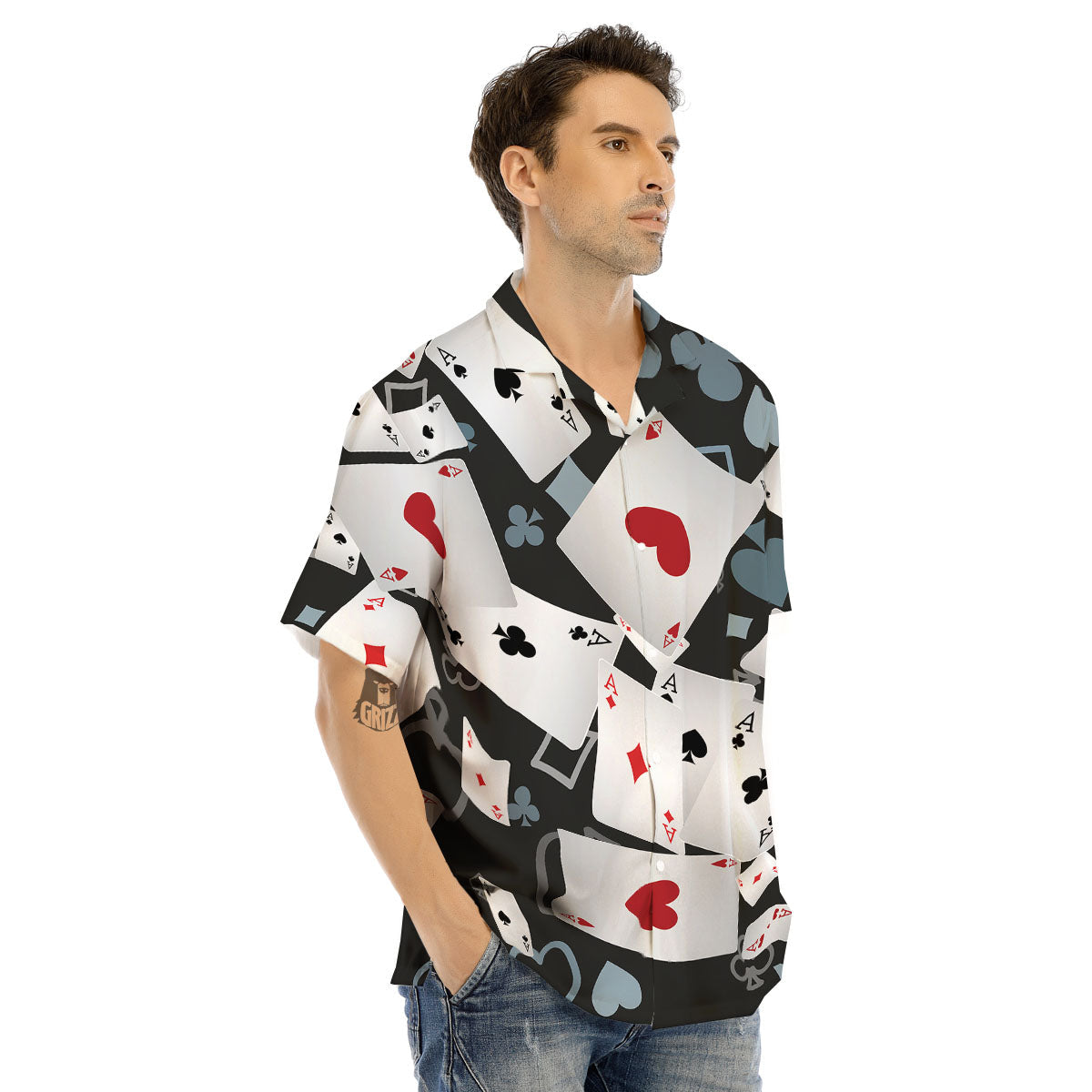Casino Card Falling Print Men's Hawaiian Shirt-grizzshop