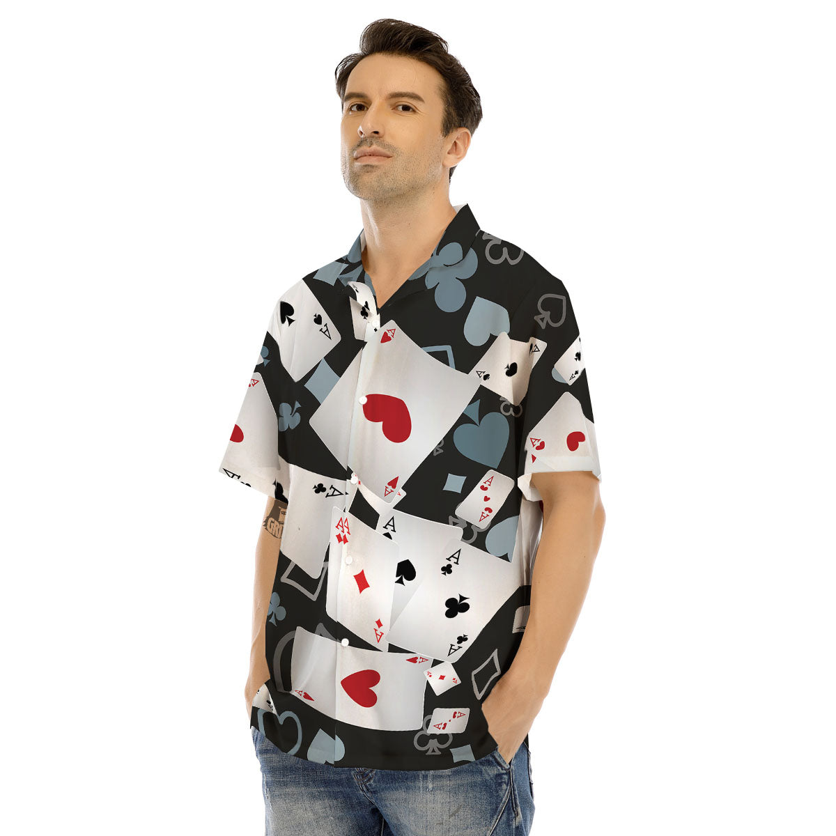 Casino Card Falling Print Men's Hawaiian Shirt-grizzshop