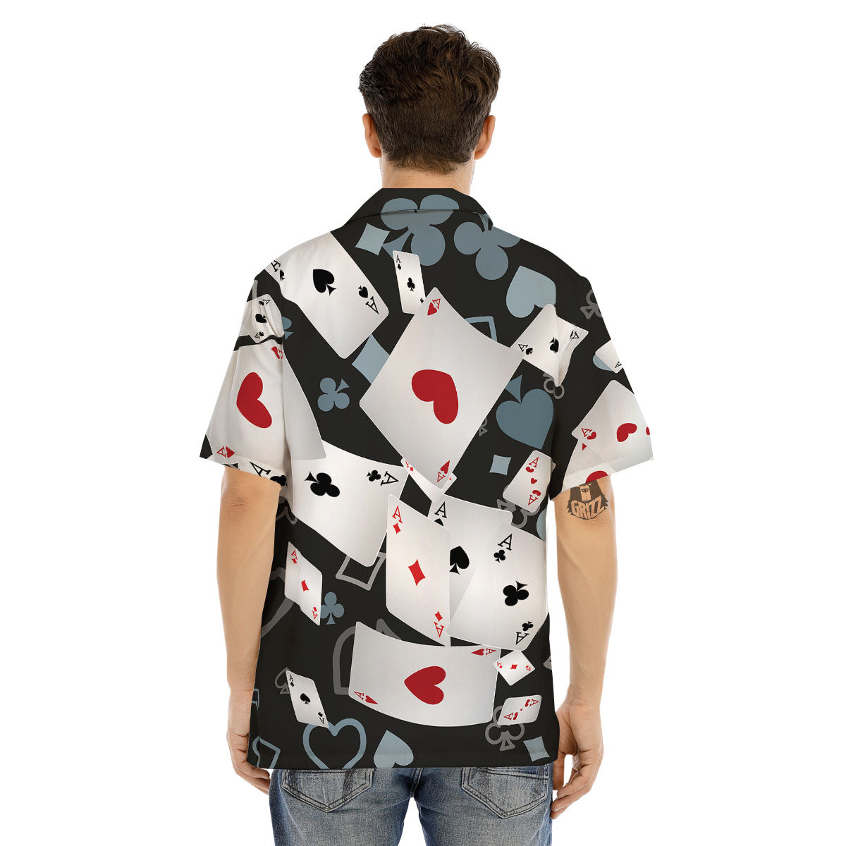 Casino Card Falling Print Men's Hawaiian Shirt-grizzshop